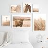 Wheat Cow Horse Grassland Scenery Wall Art Posters and Prints Landscape Print Nordic Painting Decorative Picture Home Decoration
