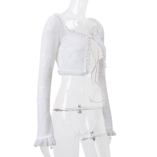 Женский сексуальный комплект из двух мини-юбок с низкой талией, многоуровневая юбка с оборками, короткий расклешенный топ с длинными рукавами и завязками, комплект для вечеринки и клуба