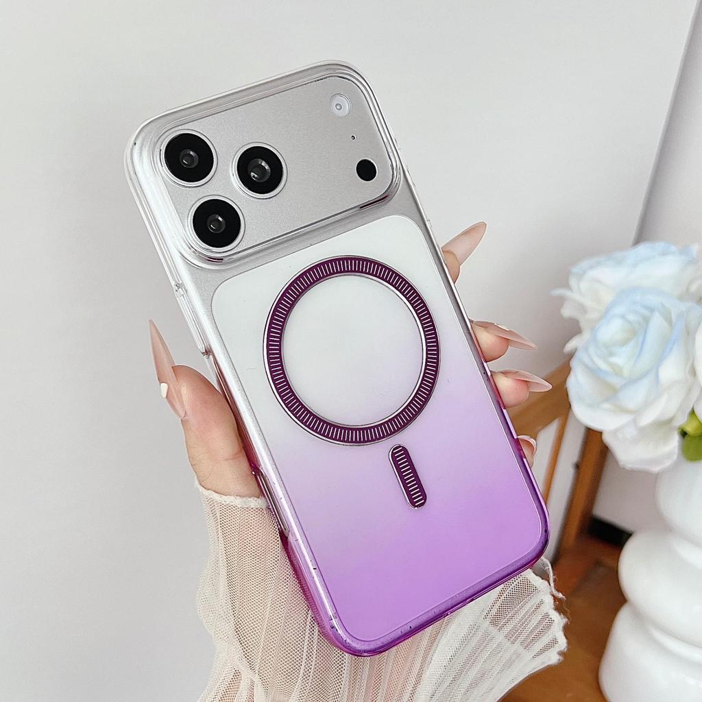 Совместимый чехол для iPhone 17 Pro Max, градиентный, с магнитной адсорбцией - Ультратонкий прозрачный жесткий корпус из ПК с дизайном «Ледяной кристалл».