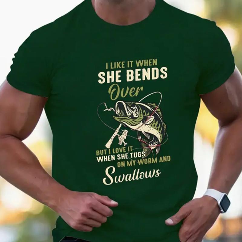 Новая летняя мужская модная футболка с принтом «рыболовная удочка», мужская футболка, топ