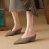 Fashion 2025 Summer Women Shoes Genuine Leather Pointed Toe Women Sandals Solid Modern Sandals for Women Shaped Heel Women's Mules Shoes