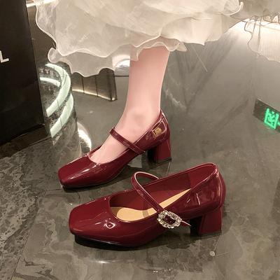 Модные туфли-лодочки на платформе с блочным каблуком Весна Осень Женская обувь 2025 Женские туфли на высоком каблуке с ремешком и пряжкой Элегантные черные офисные туфли