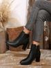 Модные женские осенне-зимние ретро ботильоны на толстом каблуке на высоком каблуке с боковой молнией большого размера простые удобные женские туфли