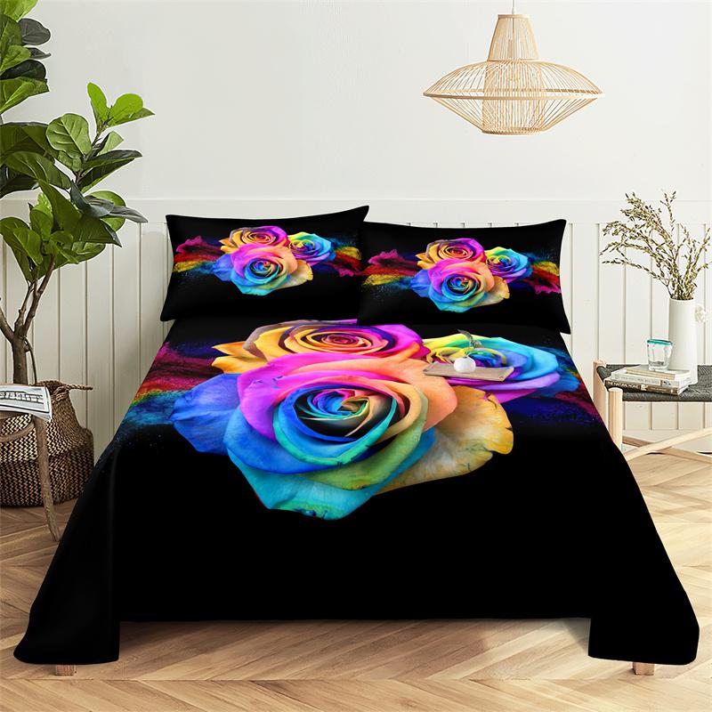 Комплект постельного белья с красной розой, 3D-принт, романтическая тема, подарок на День святого Валентина, полиэстеровый пододеяльник с наволочкой размера King Queen
