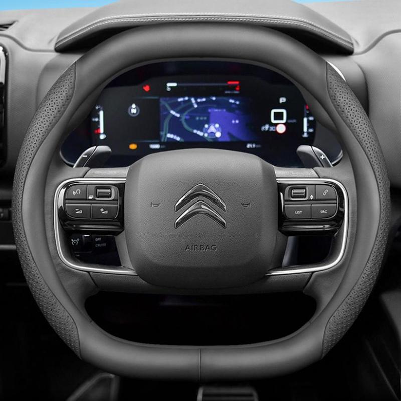 Leather Car Steering Wheel Cover for Citroen C4X C5X C5 Aircross e-Berlingo C4 2021 2022 2023 2024 Auto Interior Accessories