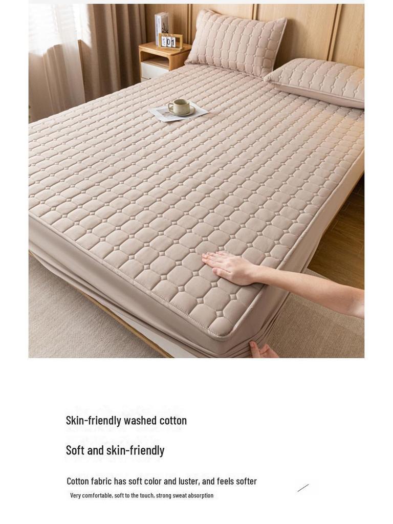 Стеганый чехол для односпальной кровати премиум-класса - однотонный, пыленепроницаемый и универсальный защитный чехол для матраса