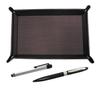 Shibochoco Color Cowhide Pen Metal Touch Silver Stick and Lasting Piece Metal Rotating Ballpoint Pen Black Tray, Set, TRATYO-ALST-TK23-B