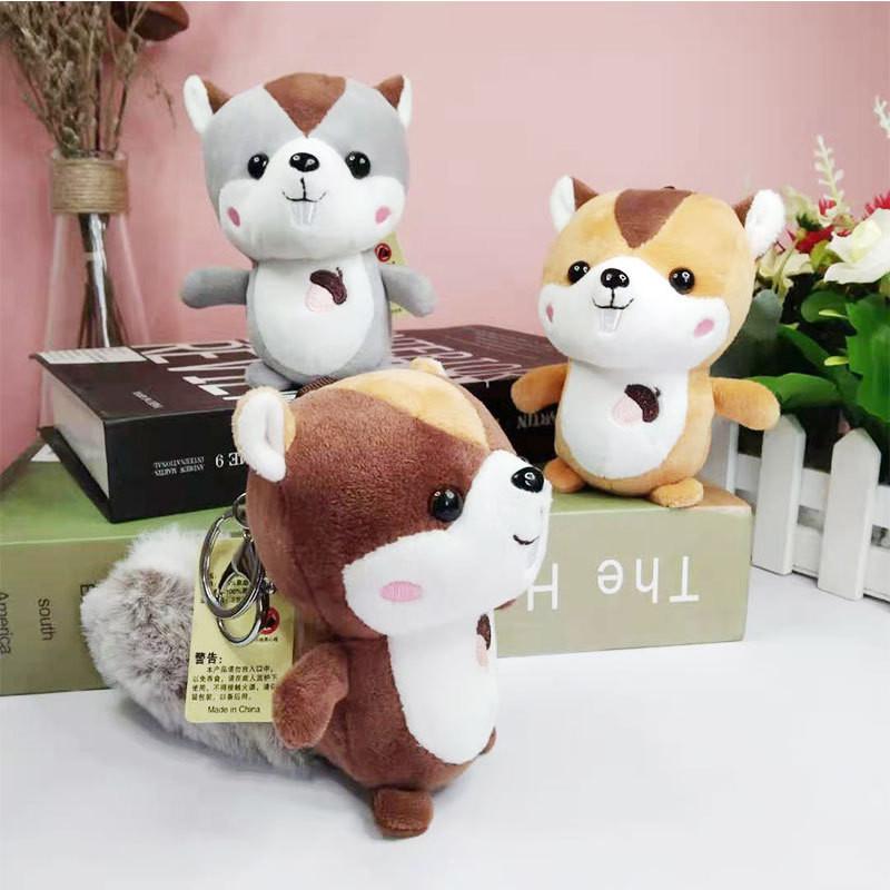 Plush Whimsical Squirrel Keychain Cartoon Animal Design For Bags Gifts Keychains And