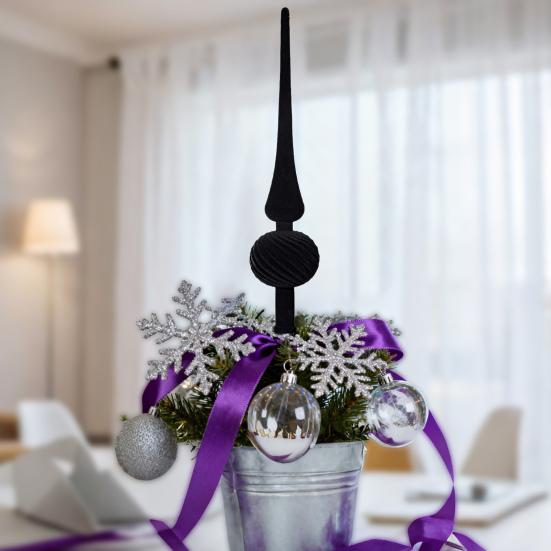 Christmas Tree Topper 11 Inches Velvet Flocked Gourd Tree Topper Colorful Spiral Christmas Tree