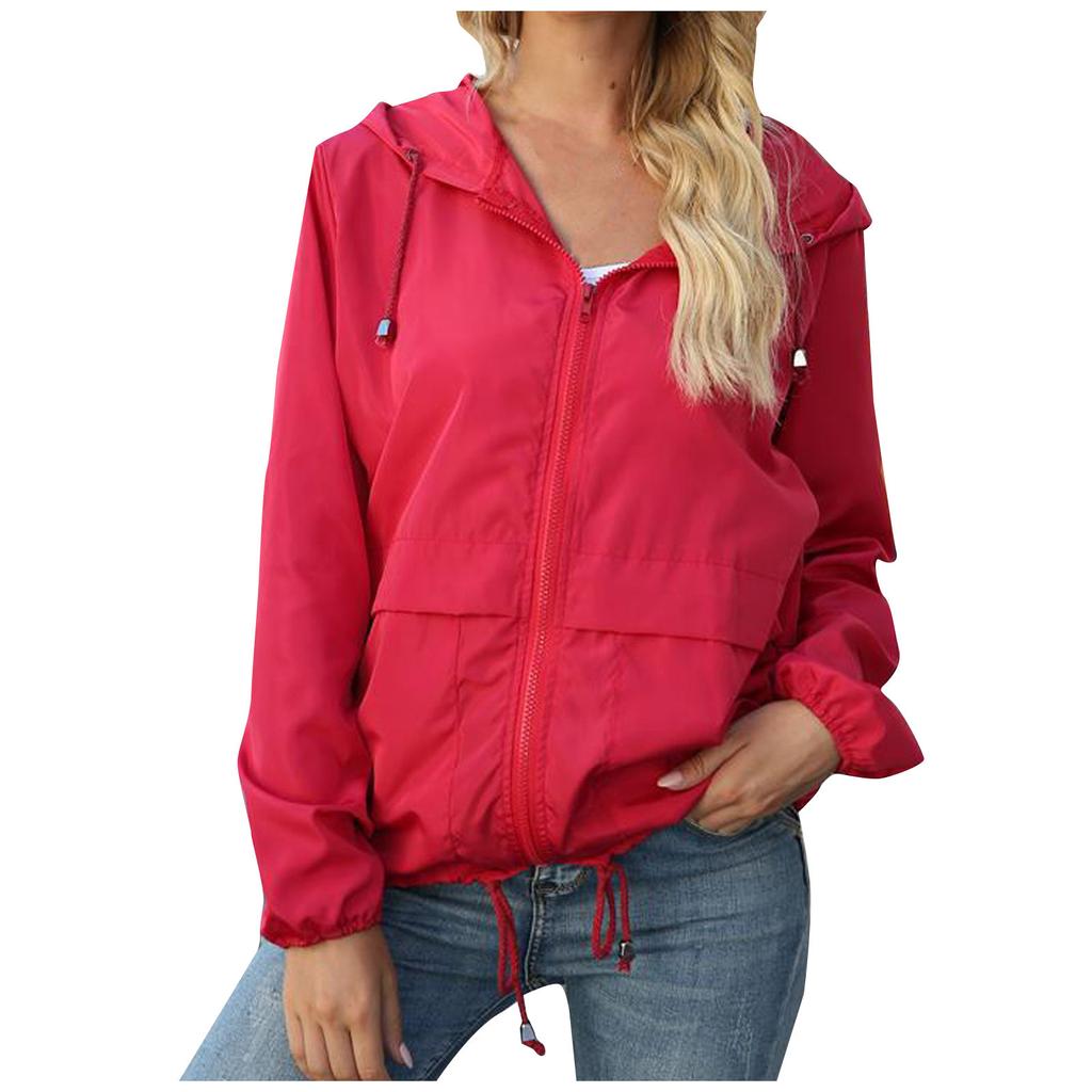 Женская однотонная куртка от дождя, уличные куртки, плащ с капюшоном, ветрозащитный