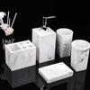 5pcs Resin Imitation Marble Bathroom Accessory Set Mouthwash Cup Soap Toothbrush Holder Shampoo Bottle Household Wash Set