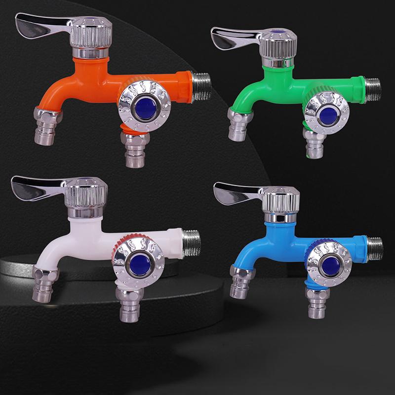 Двойной контроль двойной выпускной водопроводный кран 1/2" универсальный интерфейс пластиковый кран для домашнего шланга ванной комнаты орошение быстроразъемное соединение