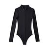 Женский боди с длинным рукавом, с воротником-стойкой и застежкой-молнией до половины, корректирующее белье, сексуальный комбинезон для йоги и тренировок