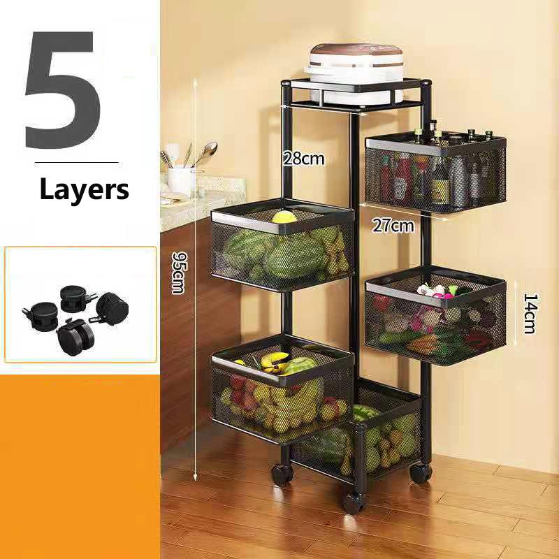 Многослойная поворотная полка из нержавеющей стали на 360 градусов, корзина для хранения фруктов и овощей, напольная круглая полка, кухонный органайзер