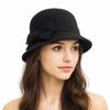 French Style Wool Bucket Hat Felt Mourning Cap Vintage Panama Hat  Party