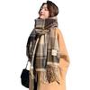 TEEN KEEP Scarf Ladies Cashmere Touch Large Stole Mens Kids Thick Size Plain Cute Cold Protection Black Gray Blanket Simple Winter Spring Kimono Haori