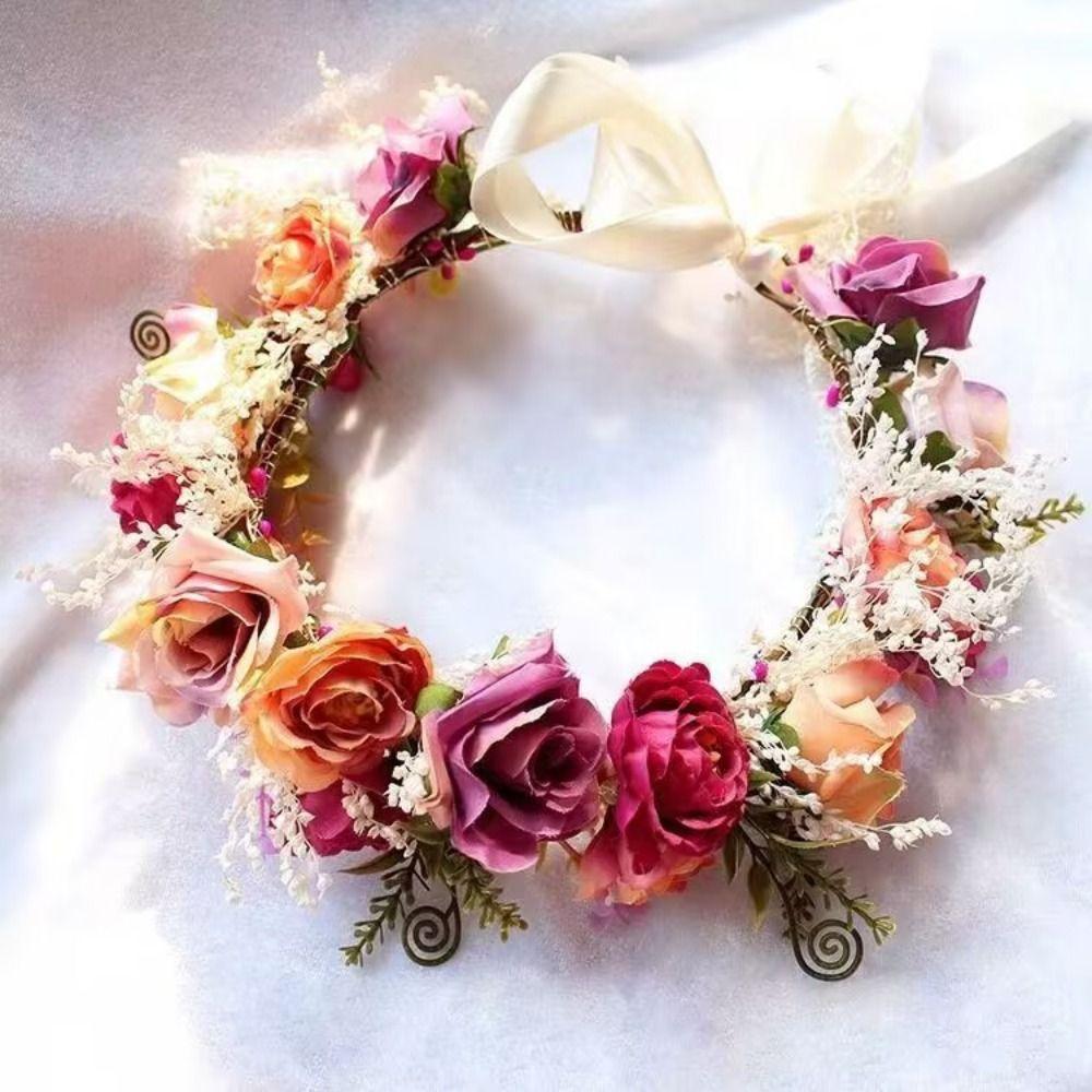 Elegant Floral Headband Floral Boho Bridal Wreaths Girl Hair Accessories Flower Crown Beach Party