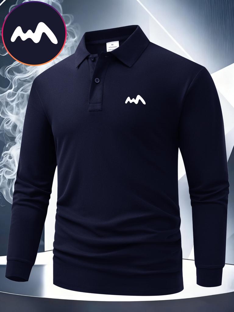 Men's Classic Long Sleeve Polo Shirts, Casual Lapel Button Work Tops, Moisture Wicking Golf Shirt for Office Outdoor Daily Leisure Wear