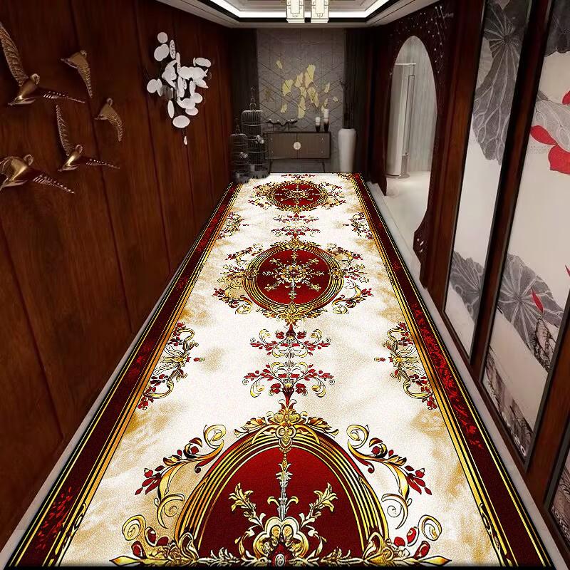 Ковер в европейском стиле, нескользящий, длинный, для коридора, украшение дома, коврики-дорожки в стиле легкой роскоши, для прихожей, моющийся коврик, для лобби, настраиваемый мат