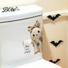 Lifelike Toilet Wall Art Halloween Bathroom Sticker, Cute Ghost Witch Cat Decal, Spooky Decorations Skeleton Are You Pooping Sticker for Decor Cartoon