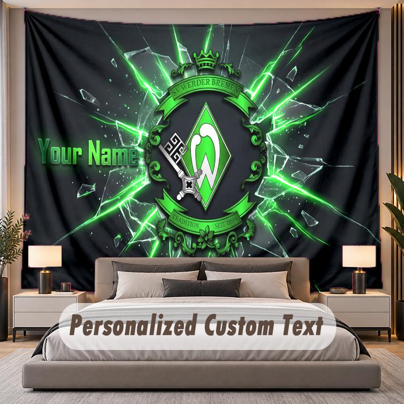 Custom Name Text Tapestry Werder Bremen FC Personalized Polyester Wall Tapestry For Bedroom And Room