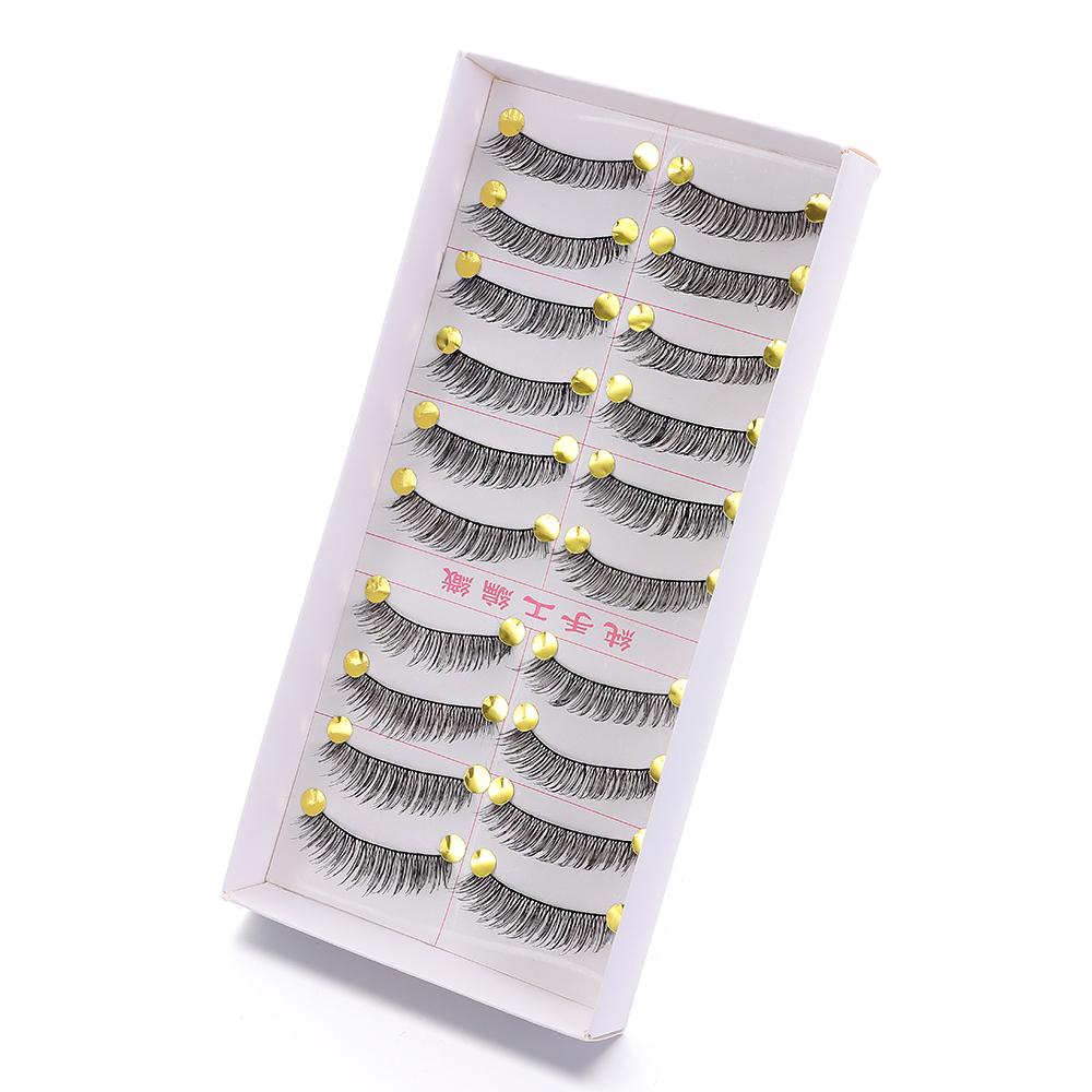 10 пар Кросс Натуральные Длинные Черные Накладные ресницы Инструмент для макияжа