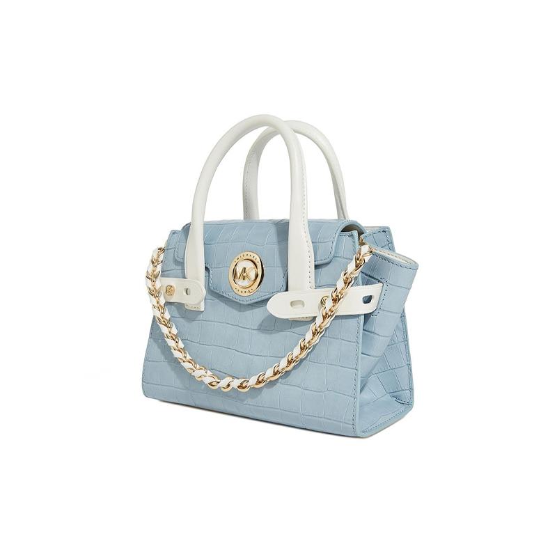 Michael Kors Кармен цепочка плетеная цветовое сочетание ретро милый коровья кожа и искусственная кожа сумка на плечо сумка через плечо мини женская небесно-голубой