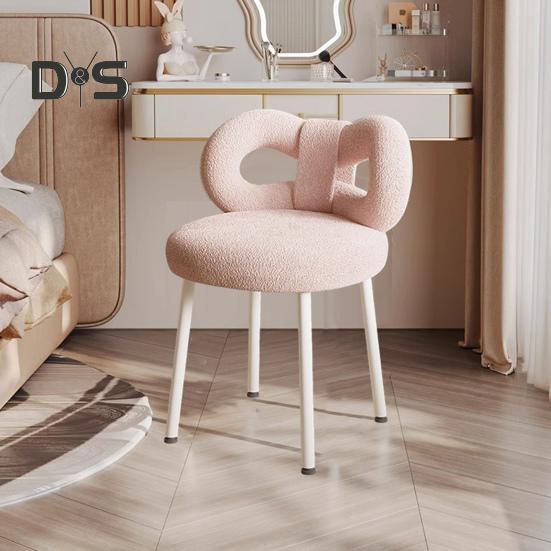 Туалетный столик со спинкой с бантом для гостиной, для женщин и девочек, для спальни, для макияжа, регулируемые подушечки для ног, безрукий туалетный стул, сиденье для бокового столика