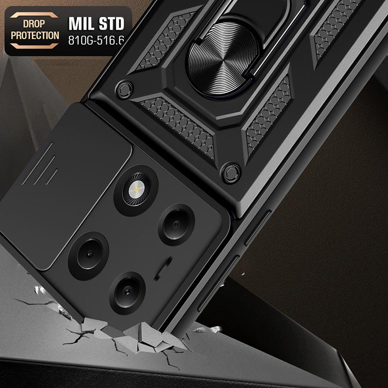 Противоударный бронированный чехол для Xiaomi Redmi Note 13 4G/5G Pro Plus Poco X6 с автомобильным магнитным держателем для кольца, защитный чехол для телефона