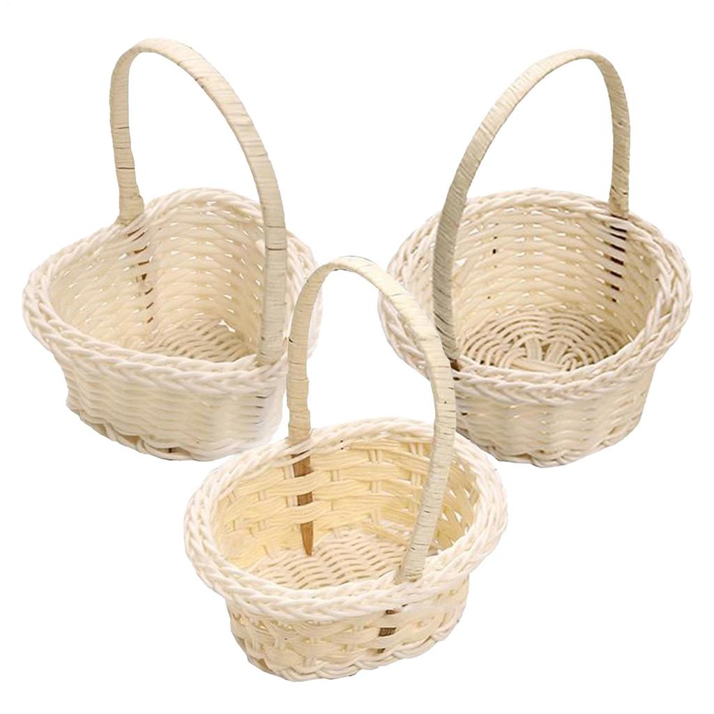 Woven Basket Imitation Rattan Pastoral Style Mini Flower Basket For Easter Birthday Wedding Party Decorations Photography Props