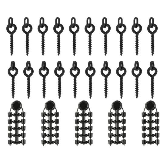 70 шт./компл. набор принадлежностей для ловли карпа с ящиком для хранения, портативные круглые овальные кольца, винты, вертлюги, черные блокирующие бобы, комплект снастей для ловли карпа