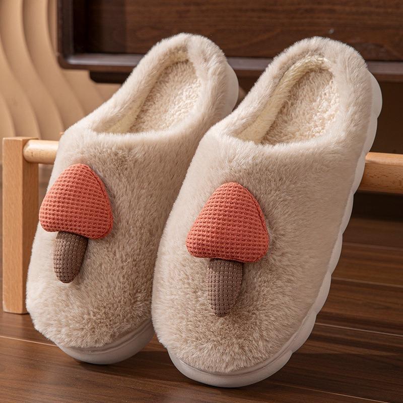 Осень и зима новые хлопковые тапочки женские домашние нескользящие мягкая подошва мужские пушистые хлопковые тапочки для помещений теплые и милые