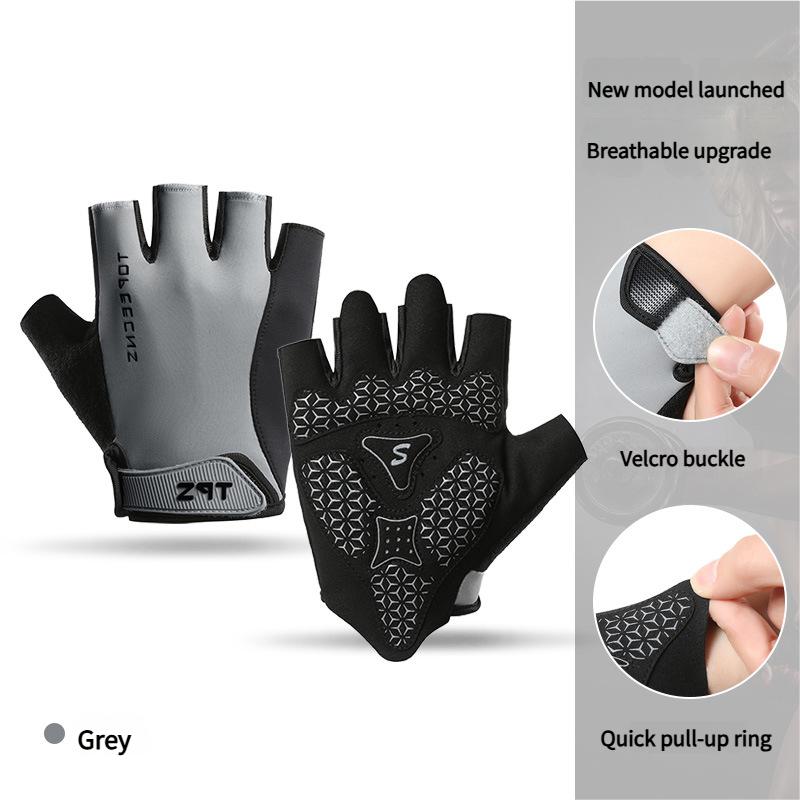 Mountain Bike Fitness Gloves Half-Finger Short-Hand Cycling Silicone Gloves with Shock Absorption for Outdoor Sports