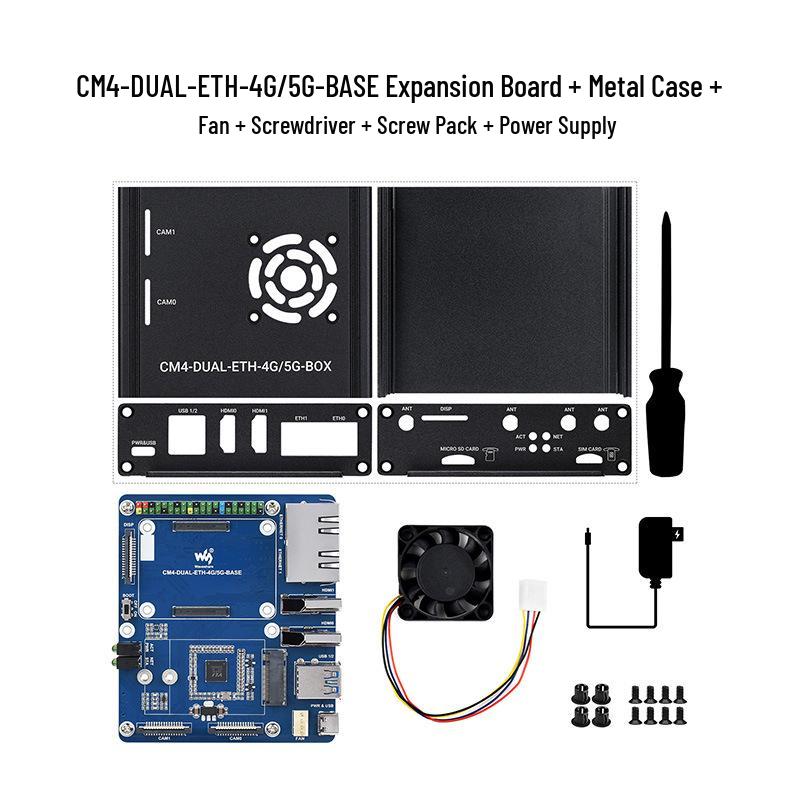 Raspberry Pi CM4 Expansion Board with Dual Gigabit Ethernet, 5G/4G, and USB3.0 for IoT Applications
