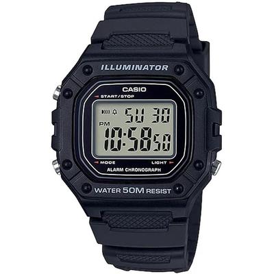 Casio Стандартные цифровые W-218H-1A Черные часы Унисекс Легкий прочный дизайн