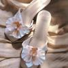 Fashion The New Summer Style of One-line Flip-flops with A Unique and Exquisite Floral Style and Fairy-like Slim Heels Is Full of Charm