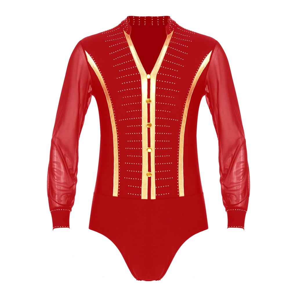 Мужской трико с длинными рукавами, бальный костюм, блестящий современный танцевальный трико, боди, костюм для косплея на Хэллоуин