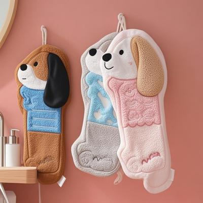 1 шт. Милое мультяшное подвесное полотенце из кораллового флиса, утолщенное, впитывающее, быстросохнущее, детское полотенце-платок