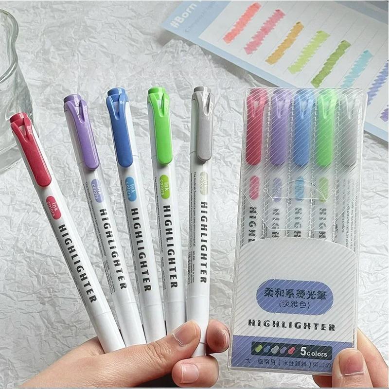 5 шт./компл., маркеры с двойной головкой, студенческие заметки, маркер для основного содержания, маркер для девочек, альбом для скрапбукинга, декор для журнала, стационарная ручка для рисования