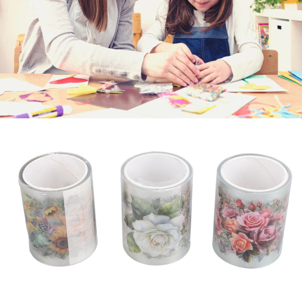 3 рулона ПЭТ-ленты васи, водостойкие, цветные, самодельные, для дизайна ногтей, принадлежности для скрапбукинга, цветы, растения, декоративные