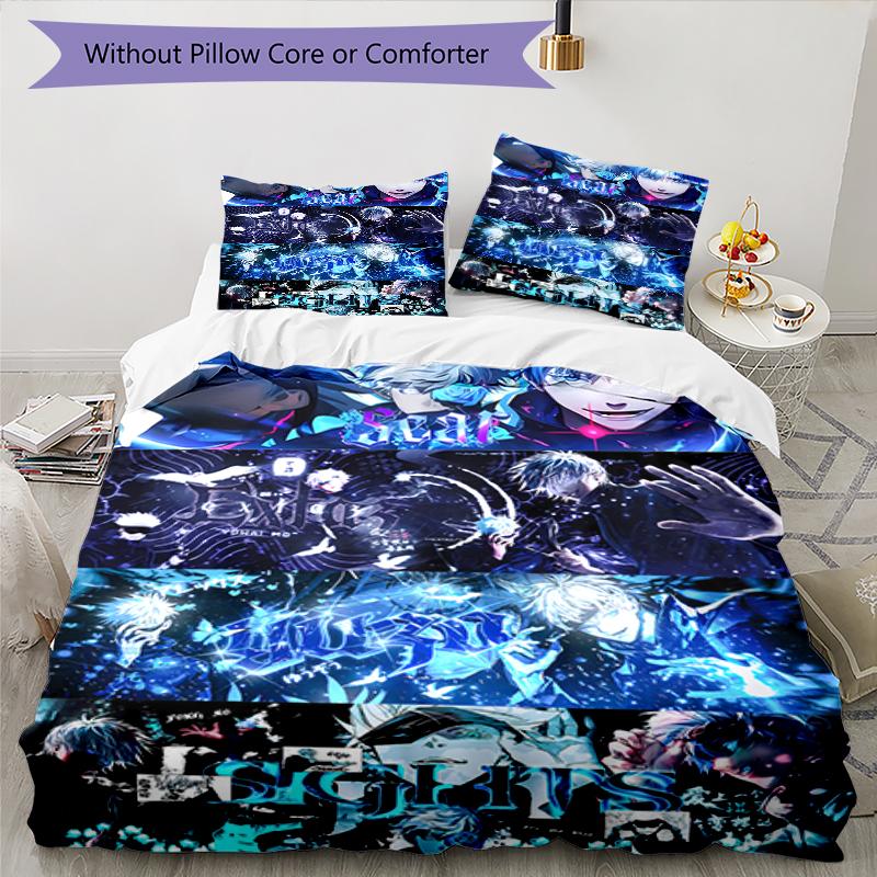 3pcs Gojo Satoru pattern bedding set duvet cover set includes duvet cover &pillowcases, perfect all season bedroom decoration & gift