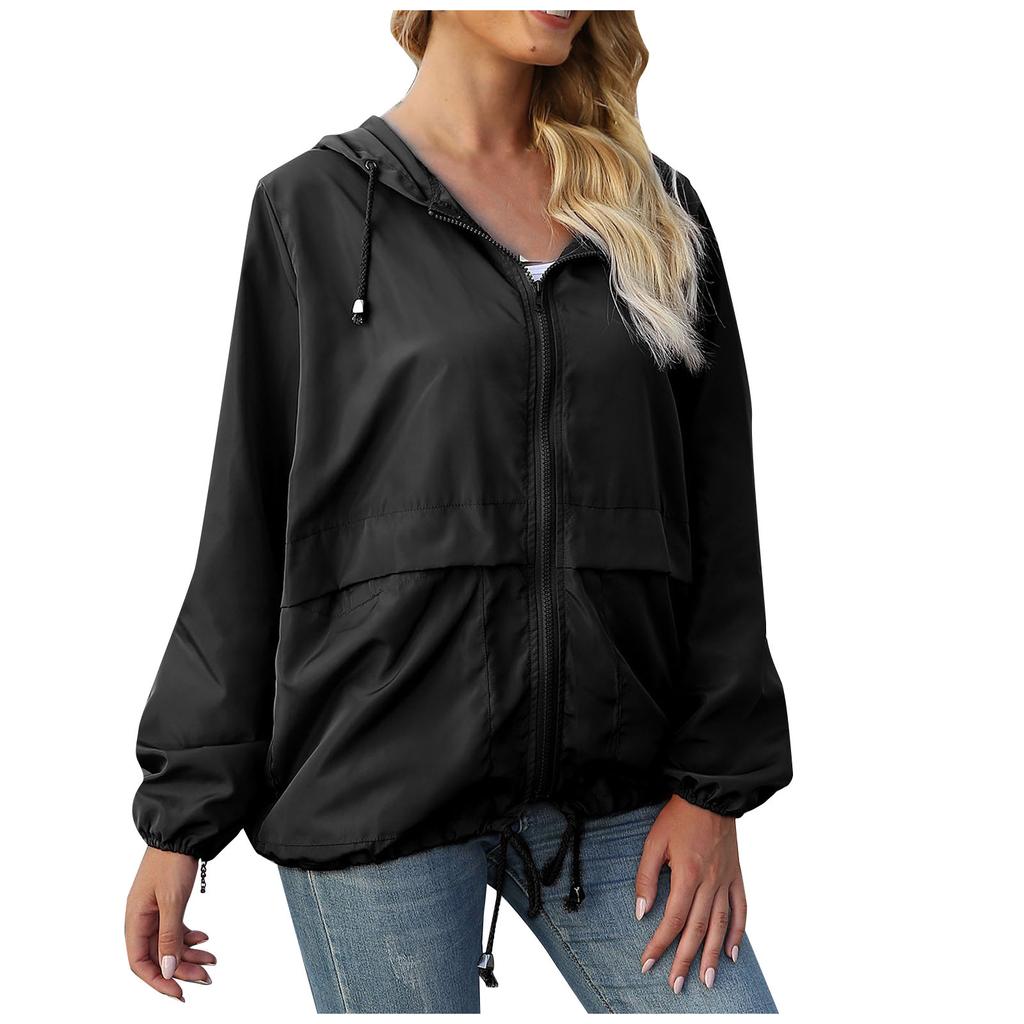 Женская однотонная куртка от дождя, уличные куртки, плащ с капюшоном, ветрозащитный