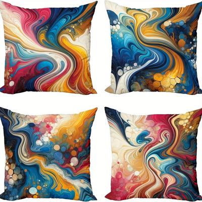 Colorful Marbled Abstract Pattern Throw Pillow Pattern Cushion Cover Suitable For Sofa Bedroom Car Pillow Cover