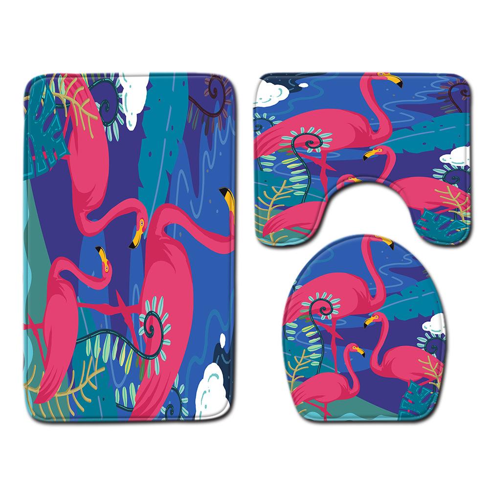 Фламинго Ванная Туалет Трехкомпонентный Напольный Коврик Придверный Коврик Ковер для Ванной