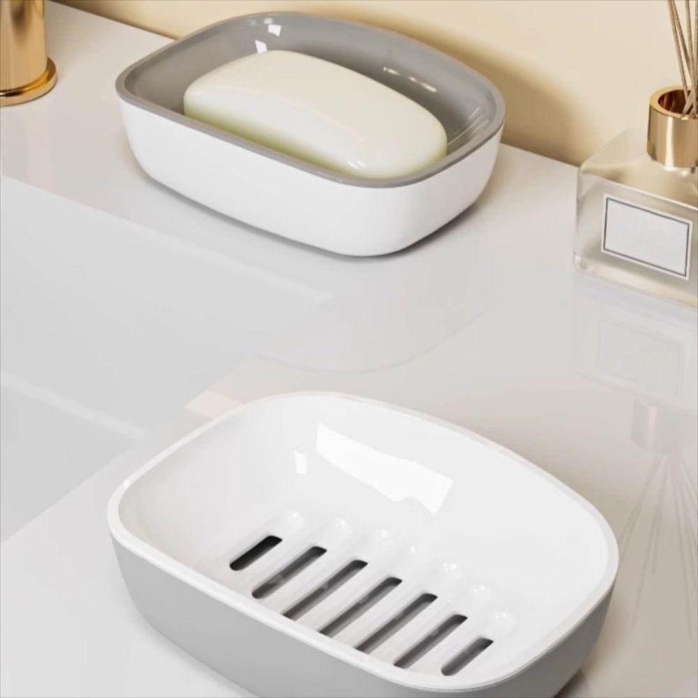 Plastic Soap Box Double-Layer Soap Storage Holder Portable Draining Soap Shelf Home Bathroom