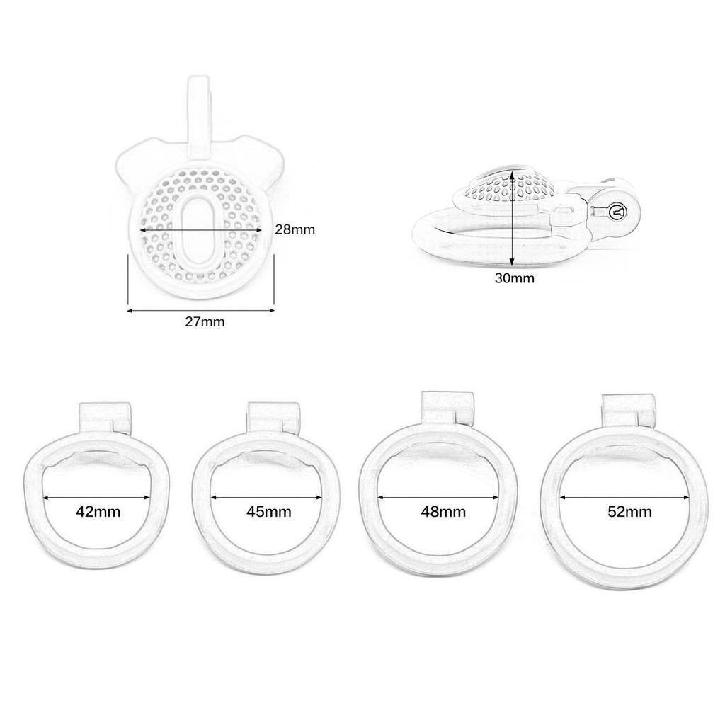 Positive Mini Flat Short Cock Ring Chastity Cage Device with 4 Ring for Male