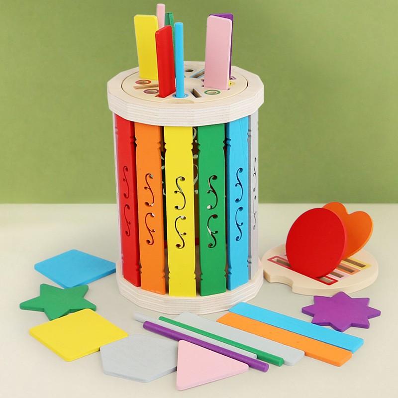Детская балансирующая деревянная палочка, тонкая трубка, чашка для сортировки по цвету, тренировка сенсорной интеграции, сопоставление форм, деревянные игрушки