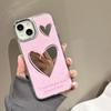 Зеркальный чехол для макияжа с розовым сердечком для Iphone 13 14 12 11 Pro Max, милая мягкая задняя крышка для девочек, принципиально