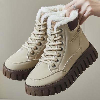 2025 зимние женские ботинки хлопковые туфли высокие повседневные кроссовки для женщин массивные туфли для отдыха на шнуровке женские короткие ботинки Botas