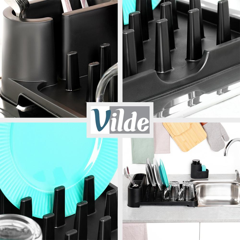 Drainer for dishes, cutlery, plates, cups, standing kitchen black